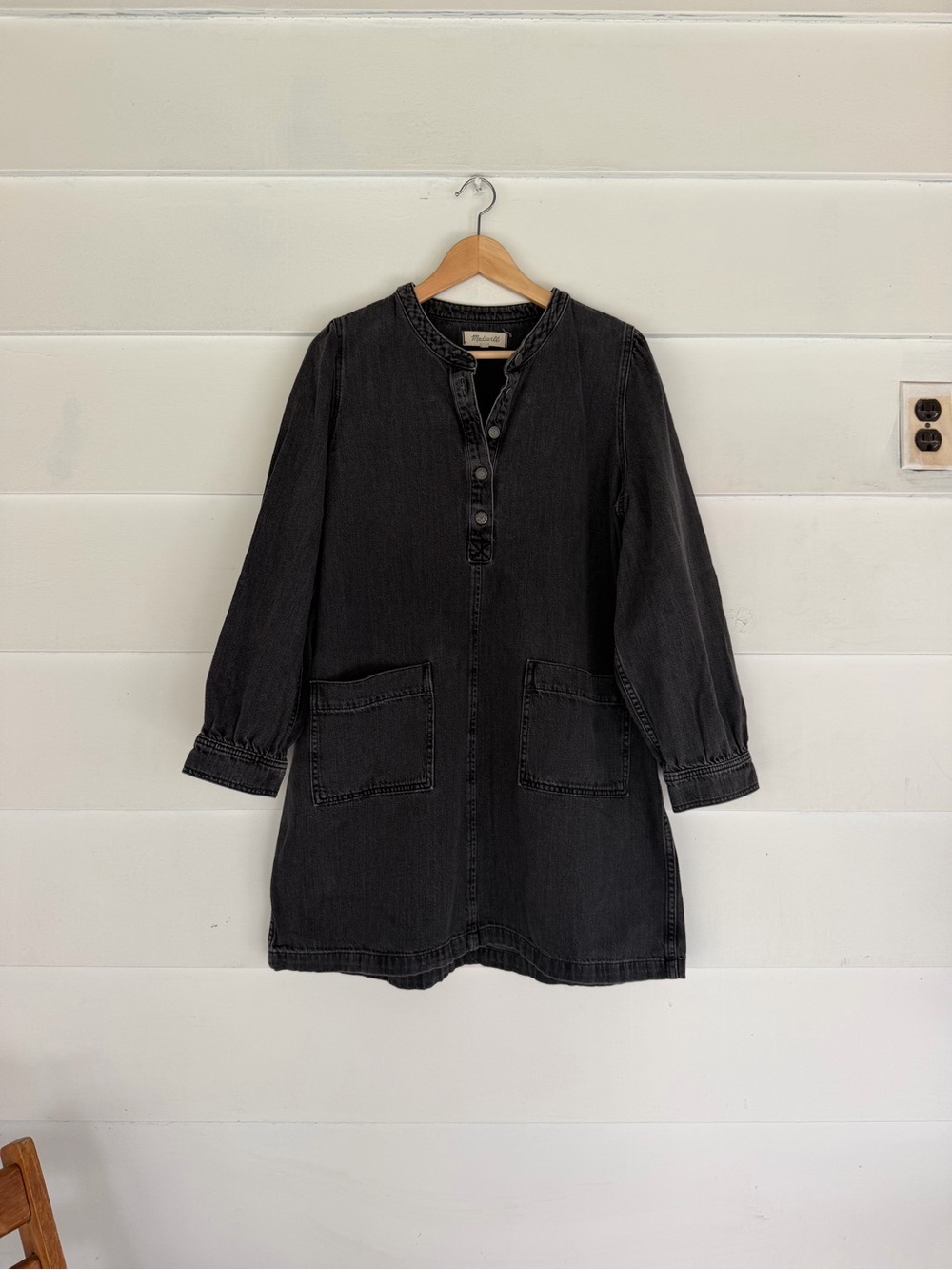 Madewell Washed Black Button-Front Jean Dress